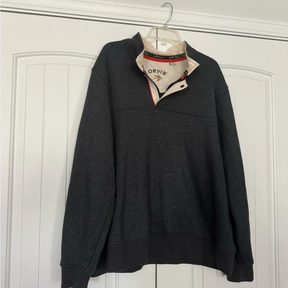 Orvis Men's Dark Gray Pullover Jacket size 2X